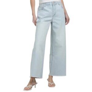 DEMOCRACY Bleached Blue Wide Leg Ankle Jeans